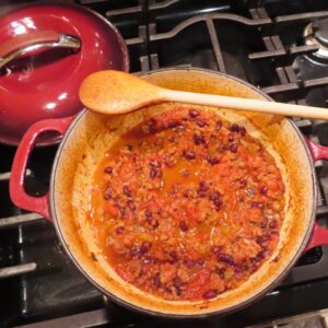 Chili con carne out of the oven